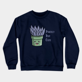 Prickly But Cute Kawaii Cactus Succulent Purple in Green Pot Crewneck Sweatshirt